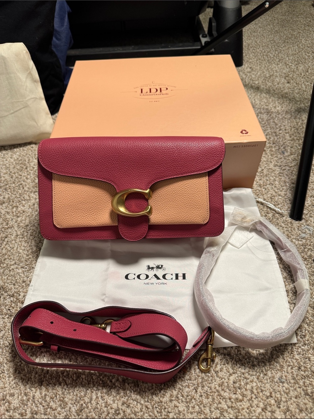 Coach Tabby Crossbody in Raspberry Pink & Peach